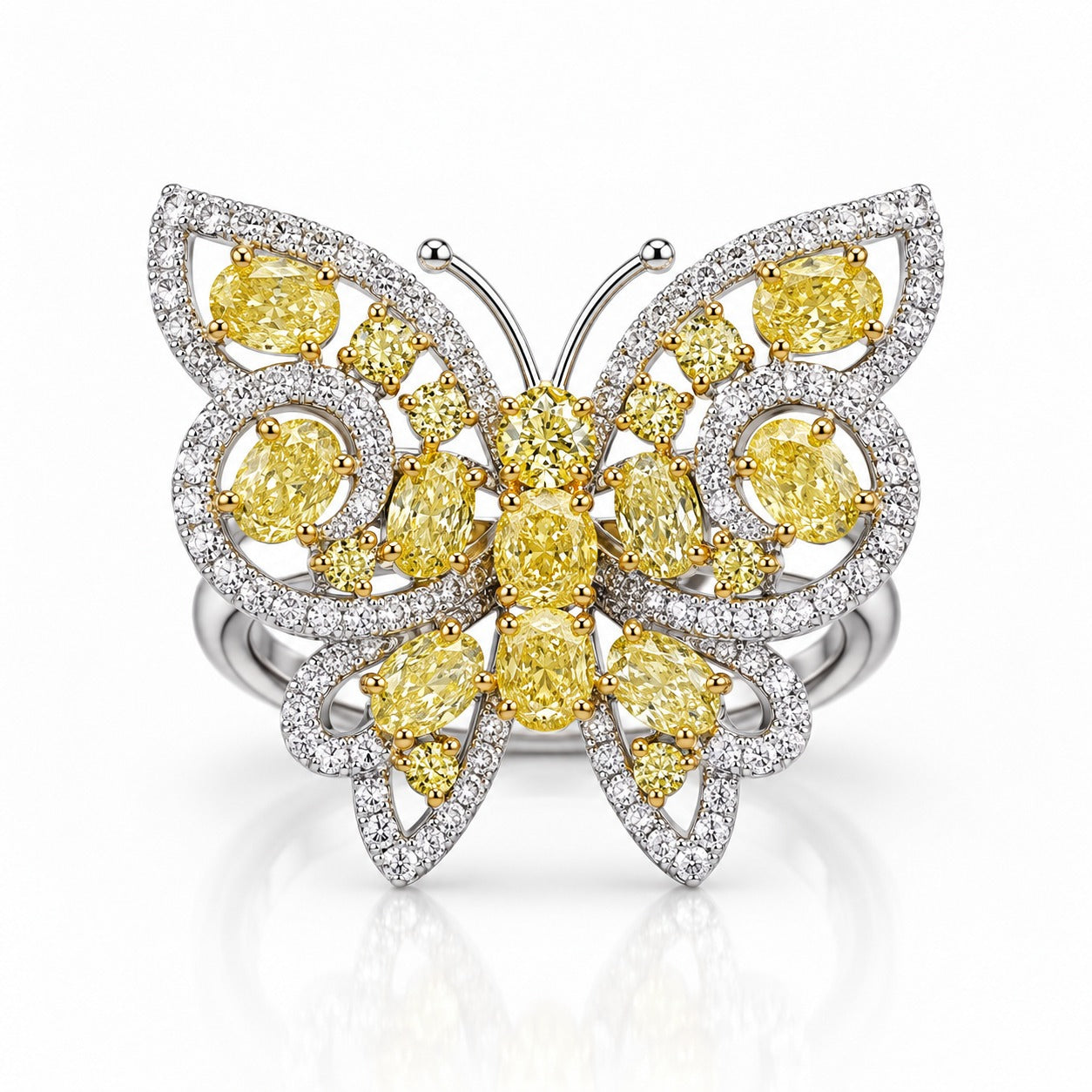 Natural 5 Carat Yellow Diamond Butterfly Ring