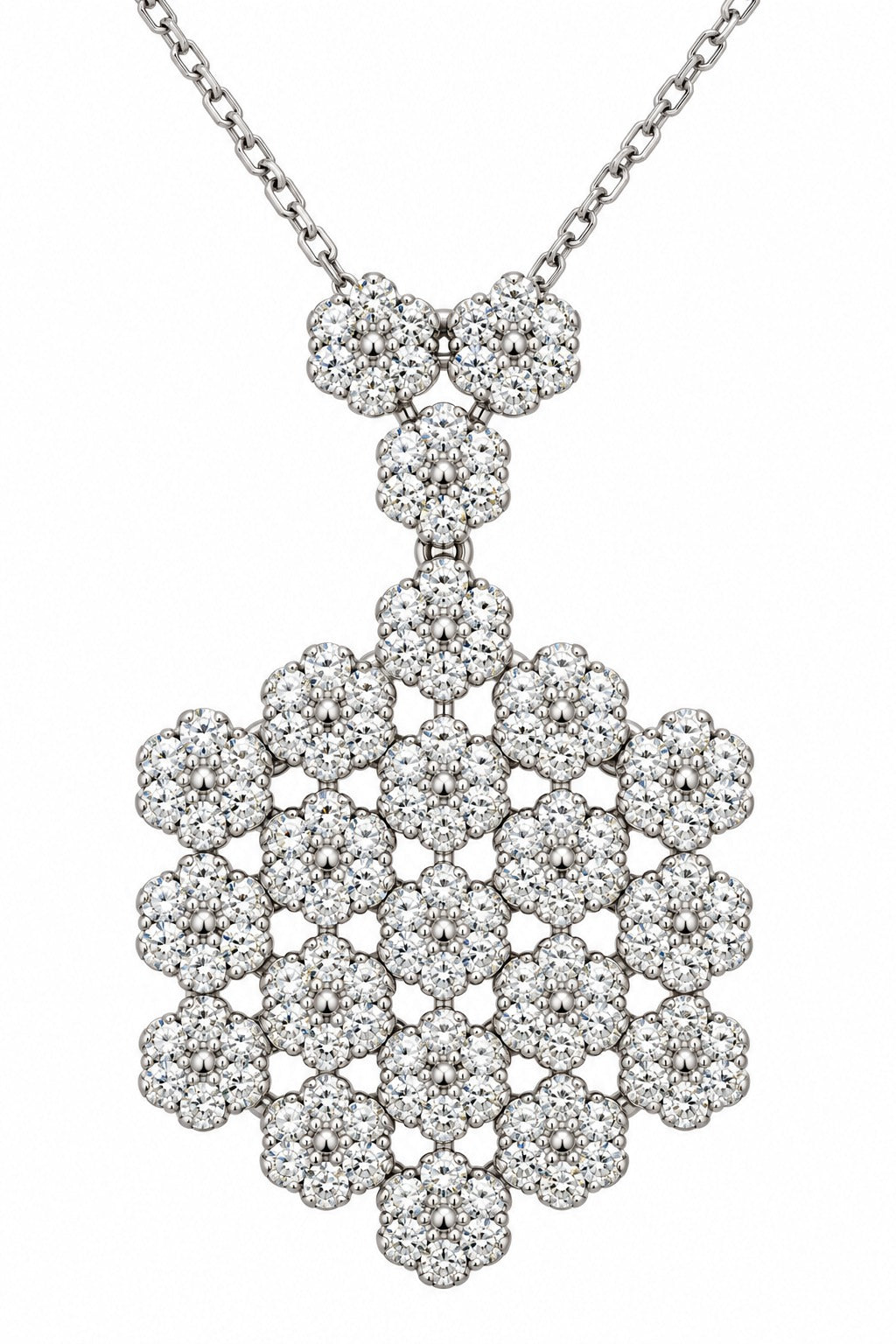 Natural 5 Carat Snowflake Lattice Diamond Necklace