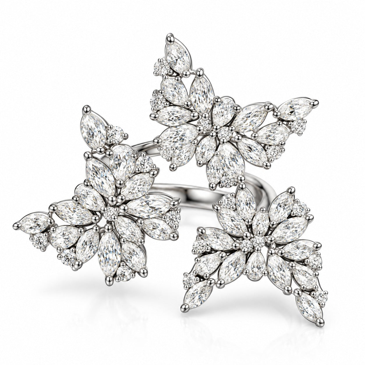 Natural 6 Carat Three Butterfly Diamond Ring