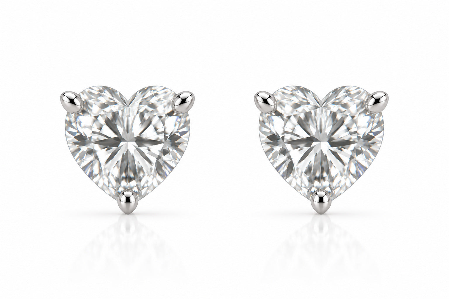 Lab-Grown Heart Cut Diamond Stud Earrings