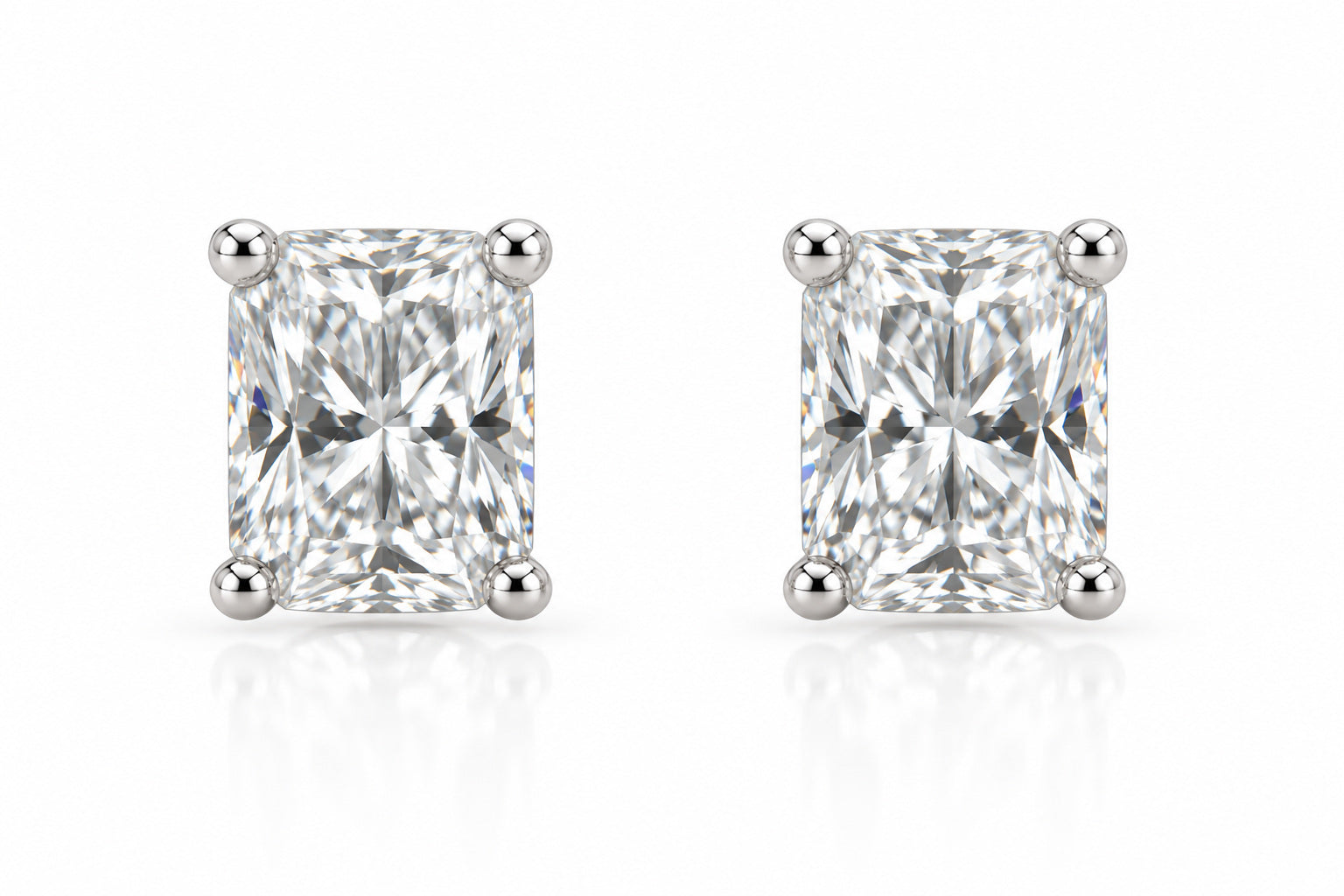 Lab-Grown Radiant Cut Diamond Stud Earrings