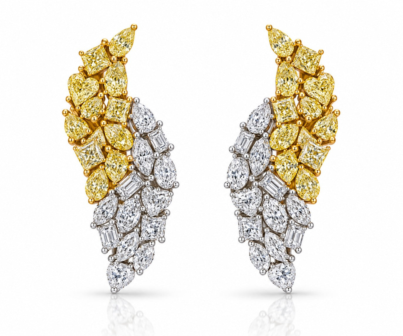 Natural 19.50 Carat Fancy Cut One-of-One Diamond Earrings