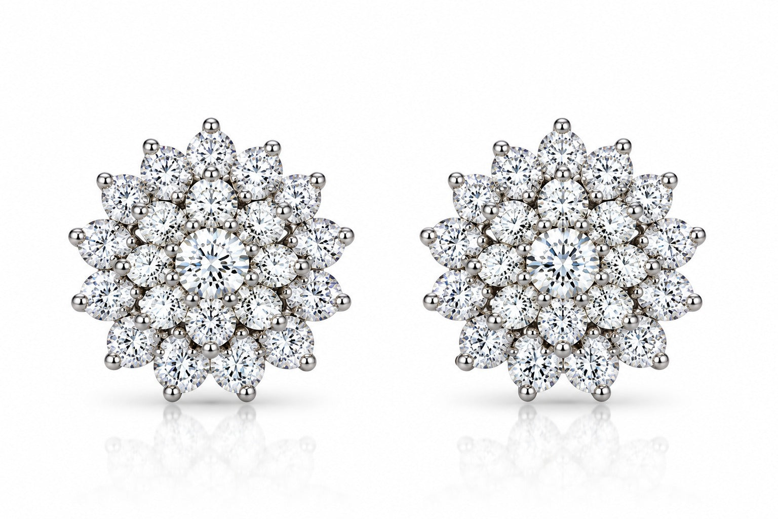 Natural 3 Carat Snowflake Diamond Earrings