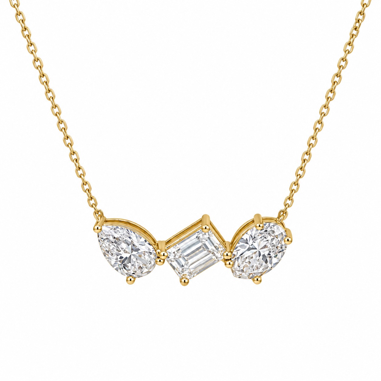 Lab-Grown 3 Carat Cluster Diamond Necklace