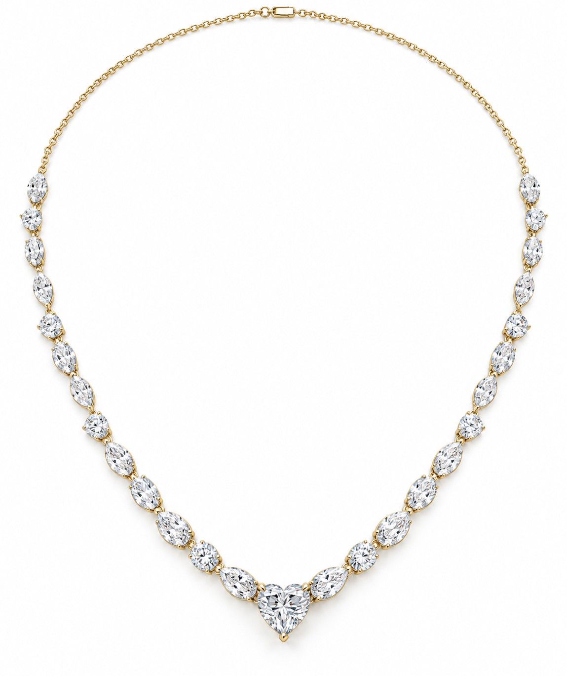 Lab-Grown 13.690 Carat Half Eternity Fancy Cut Diamond Necklace