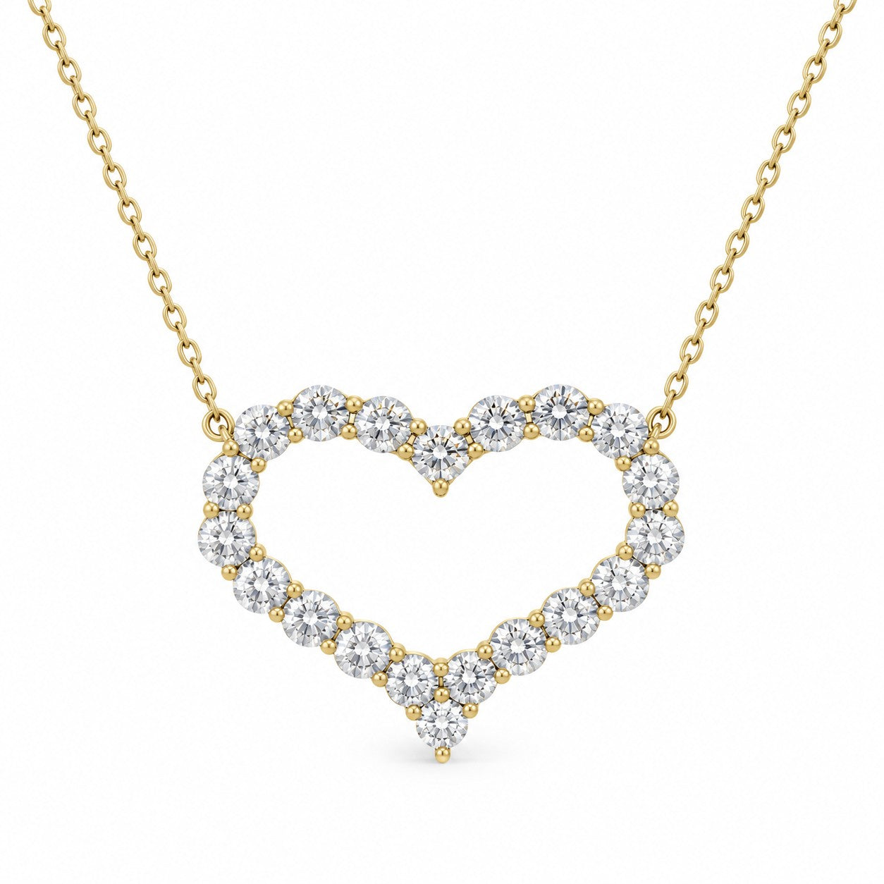 Lab-Grown 3 Carat Open Heart Diamond Necklace