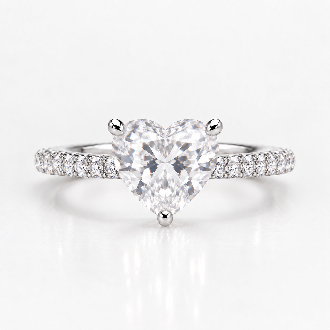 Lab-Grown Heart Cut Diamond Pavé Ring
