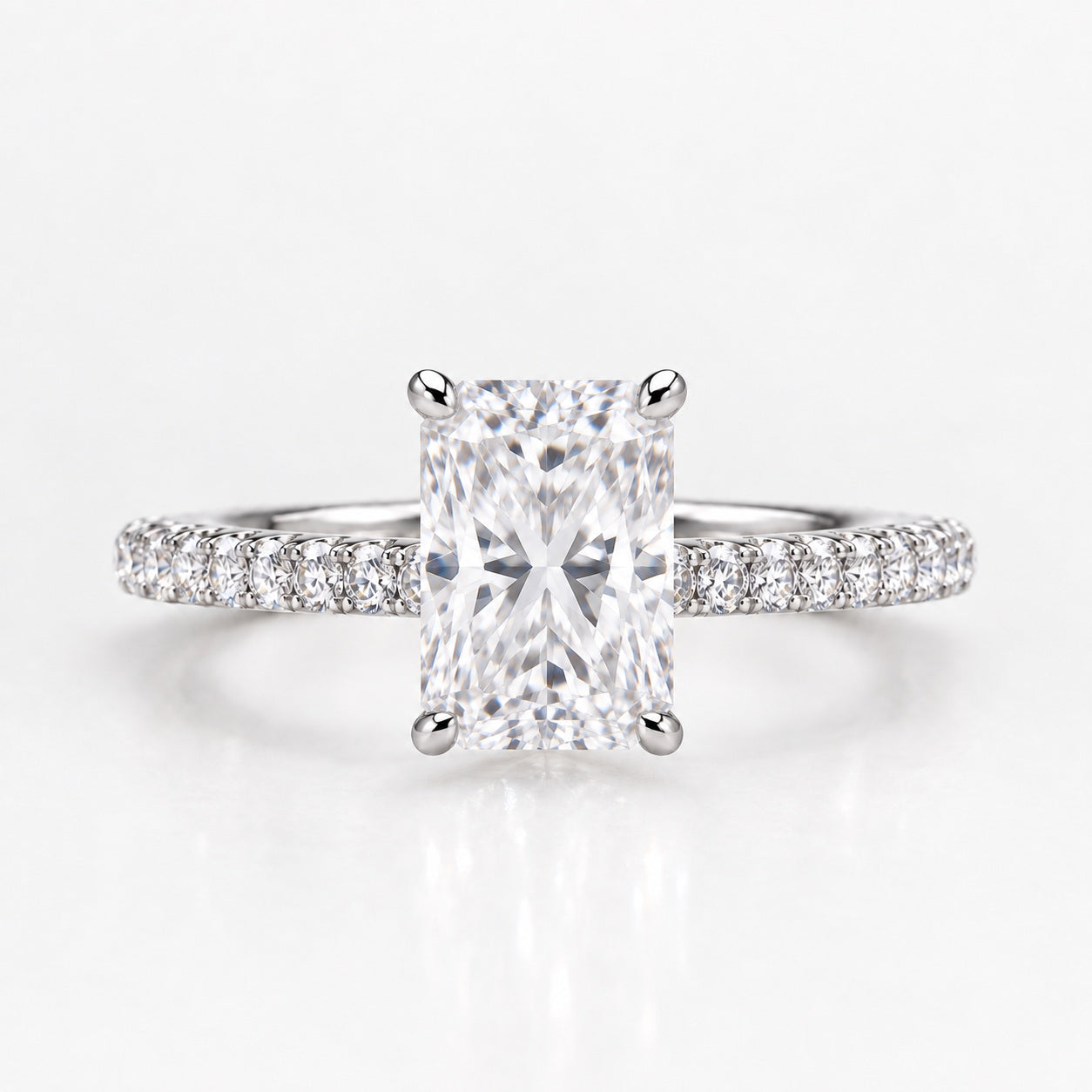 Lab-Grown Radiant Cut Diamond Pavé Ring
