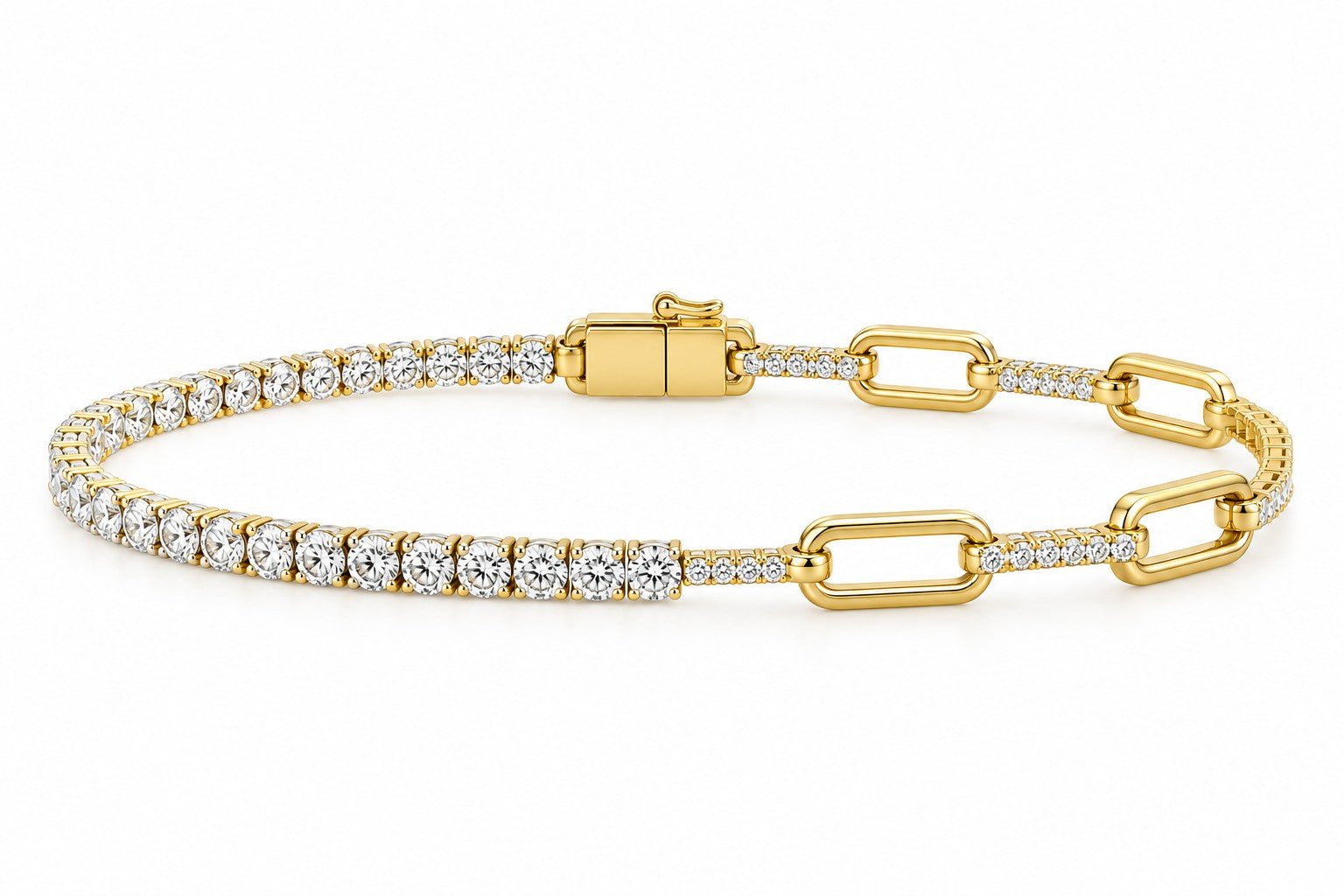 Lab-Grown 1.5 Carat Half Box Type Half Links Tennis Bracelet
