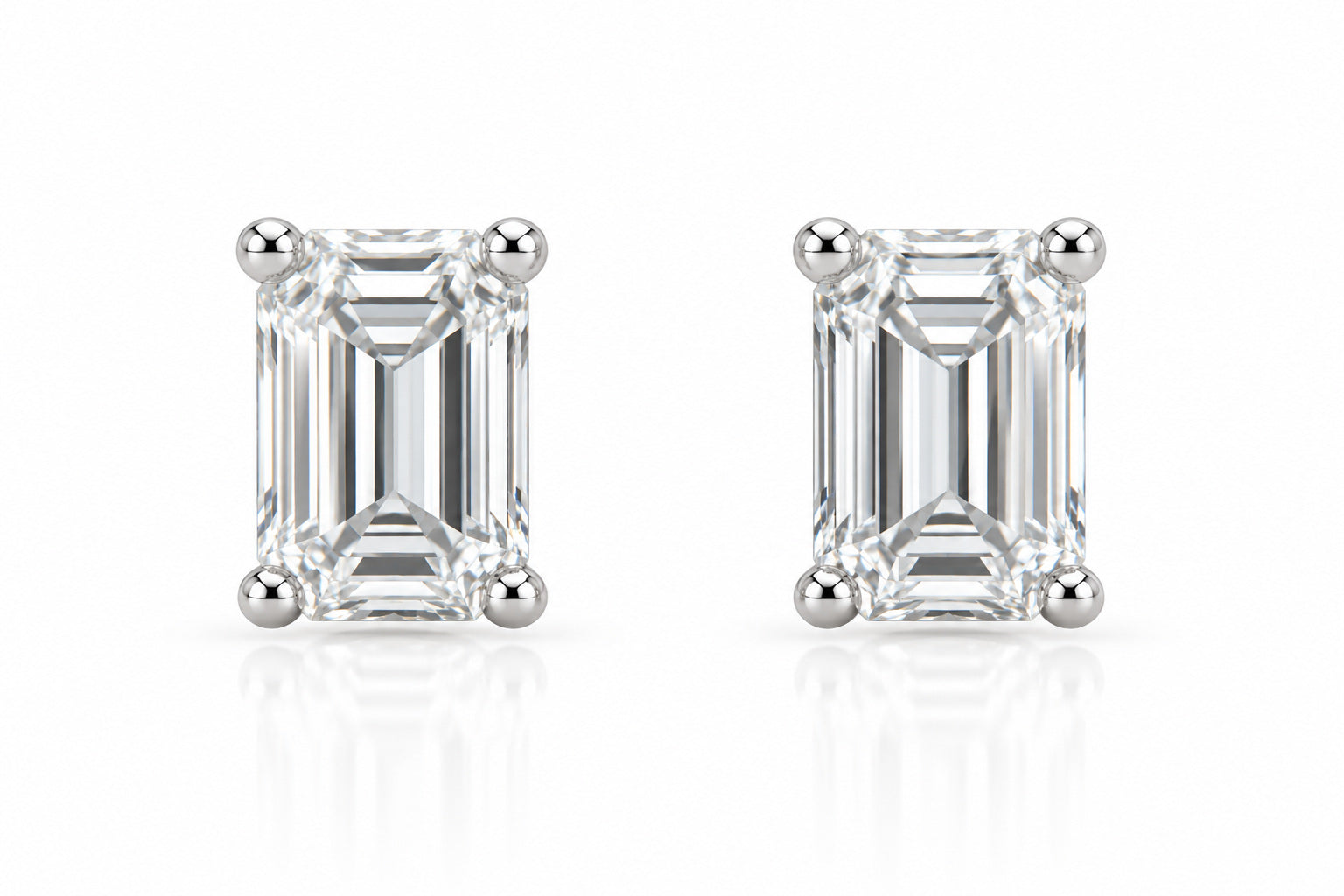 Emerald Cut Diamond Stud Earrings