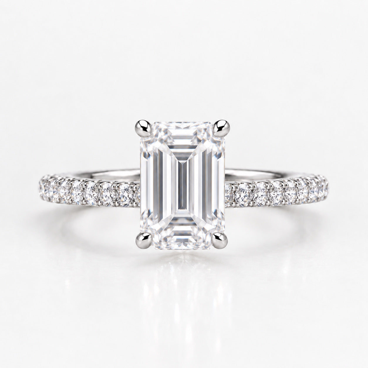 Emerald Cut Diamond Pavé Ring