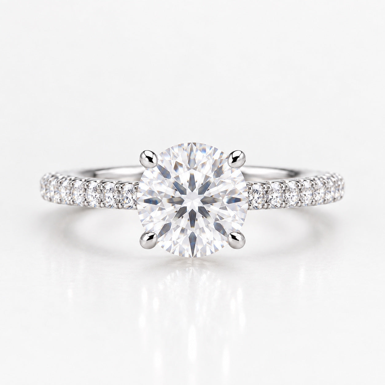 Round Cut Diamond Pavé Ring